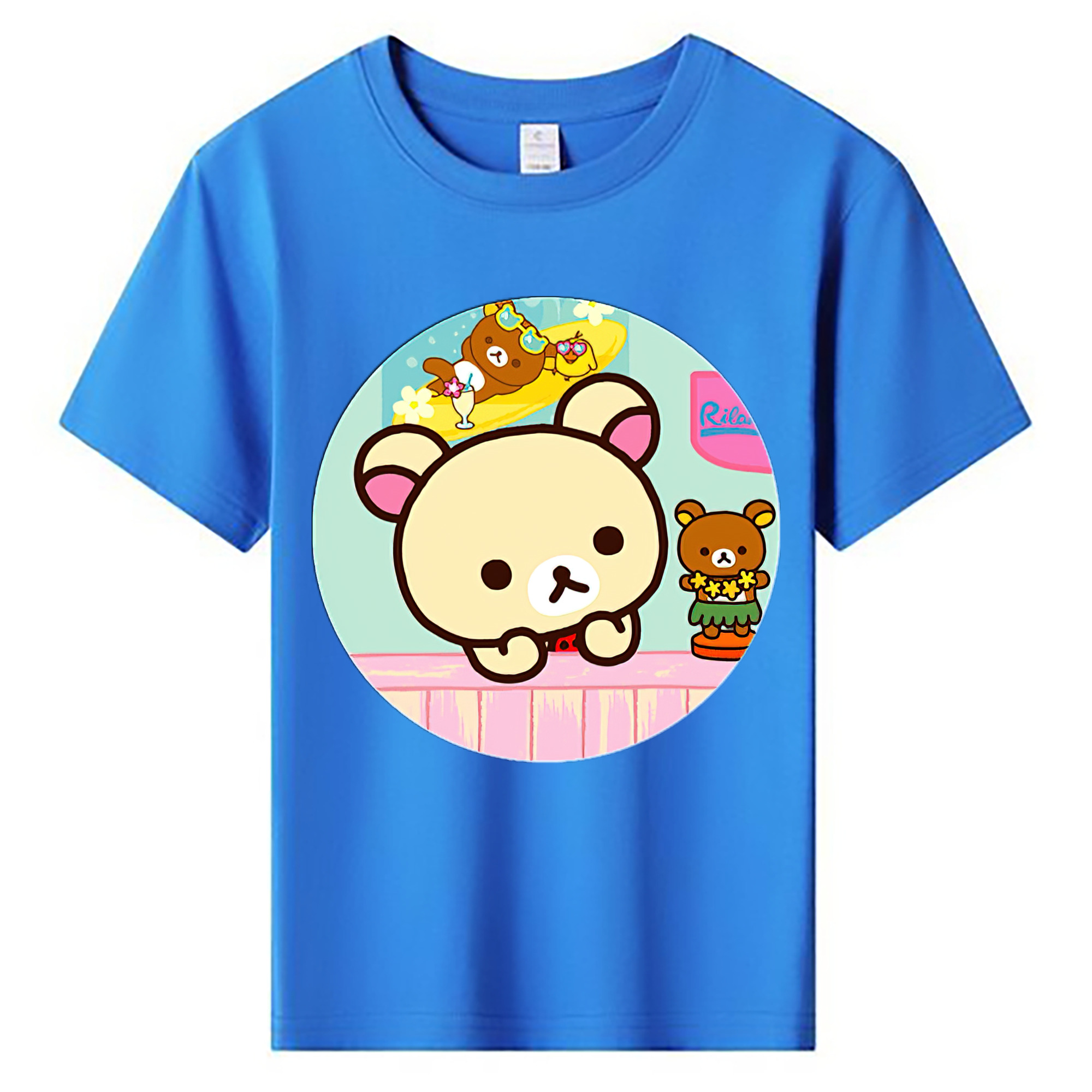 （画像用） リラックマ リラックマ キイロイトリ Rilakkuma Korilakkuma Kiiroitori 綿100％キッズTシャツ（フロントプリント）